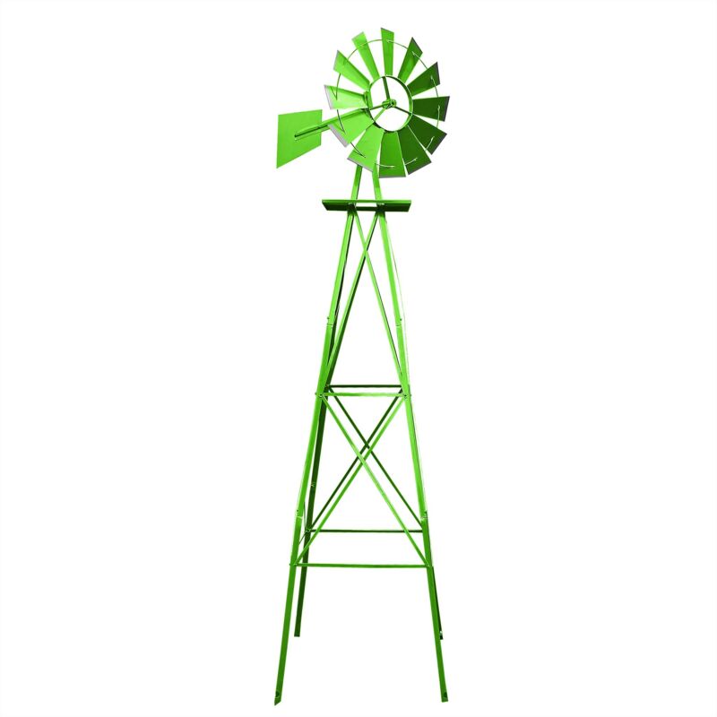foto del prodotto wiltec mulino a vento da giardino stile usa verde, altezza 245 cm, ruota a vento con cuscinetti a sfera
