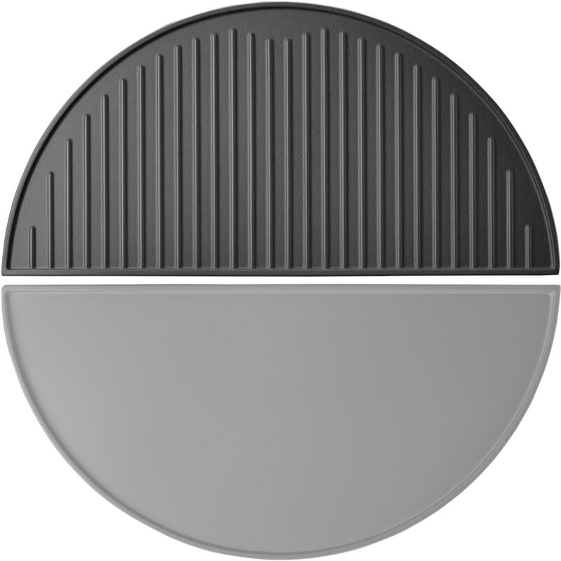 foto del prodotto wiltec piastra in ghisa rigata, forma a mezza luna, 55 x 26,5 x 1,5 cm, griglia in ghisa per barbecue, bistecchiera, ideale per grigliare carne,