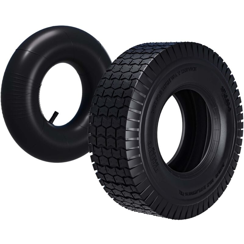 foto del prodotto wiltec - pneumatico per trattorino rasaerba 16x6.50-8 4pr con camera d'aria e valvola diritta ruota completa