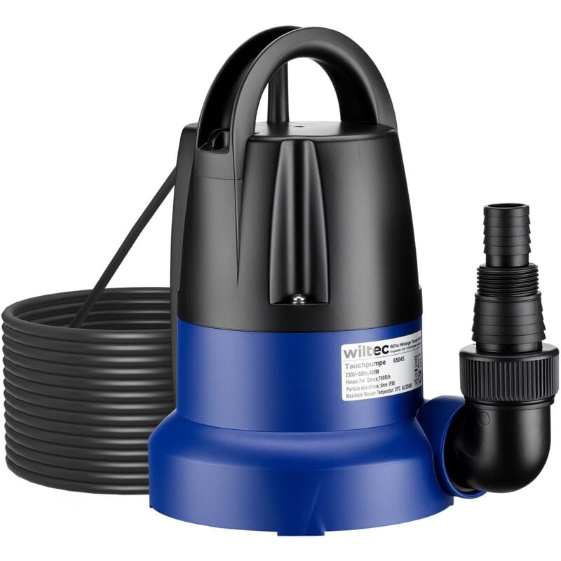 foto del prodotto wiltec pompa sommersa 400 w, pompa per acque reflue con portata max 7000 l h, pompa a immersione, prevalenza max 7 m