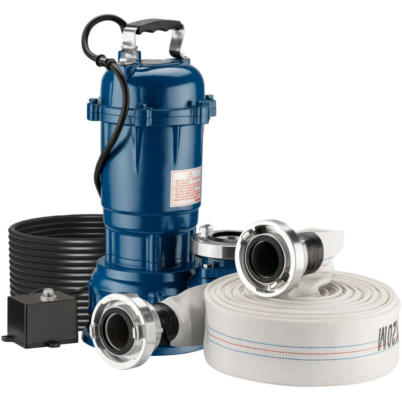 foto del prodotto wiltec pompa sommersa acque nere 1100 w portata 15000 l h, tubo da 20 m pompa a immersione