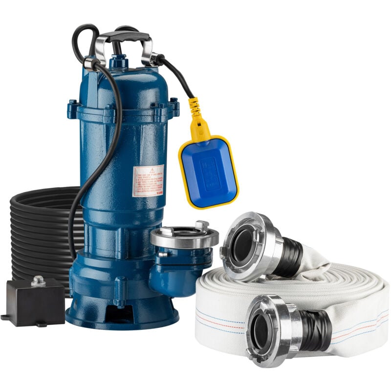 foto del prodotto wiltec pompa sommersa acque nere 550 w portata 10000 l h, tubo da 20 m pompa a immersione