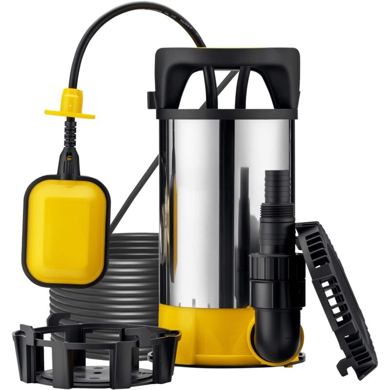 foto del prodotto wiltec pompa sommersa ad aspirazione piatta 3in1 400 w, portata 8000 l h, per acque chiare e scure, con galleggiante e termoregolazione, per