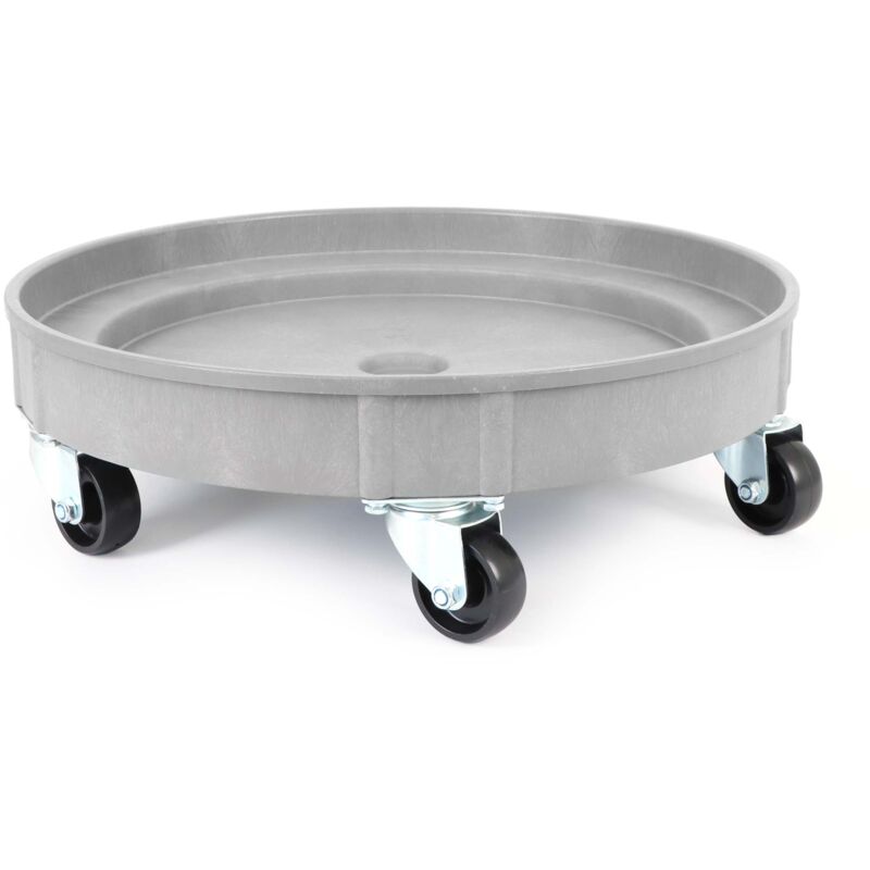 foto del prodotto wiltec porta fusto olio con ruote, portata 400 kg, carrello porta fusti con vasca 60 cm e ruote girevoli, base per movimentazione fusti