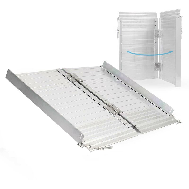 foto del prodotto wiltec rampa per disabili pieghevole e portatile, alluminio 62 cm max 270 kg, pedana sedie a rotelle
