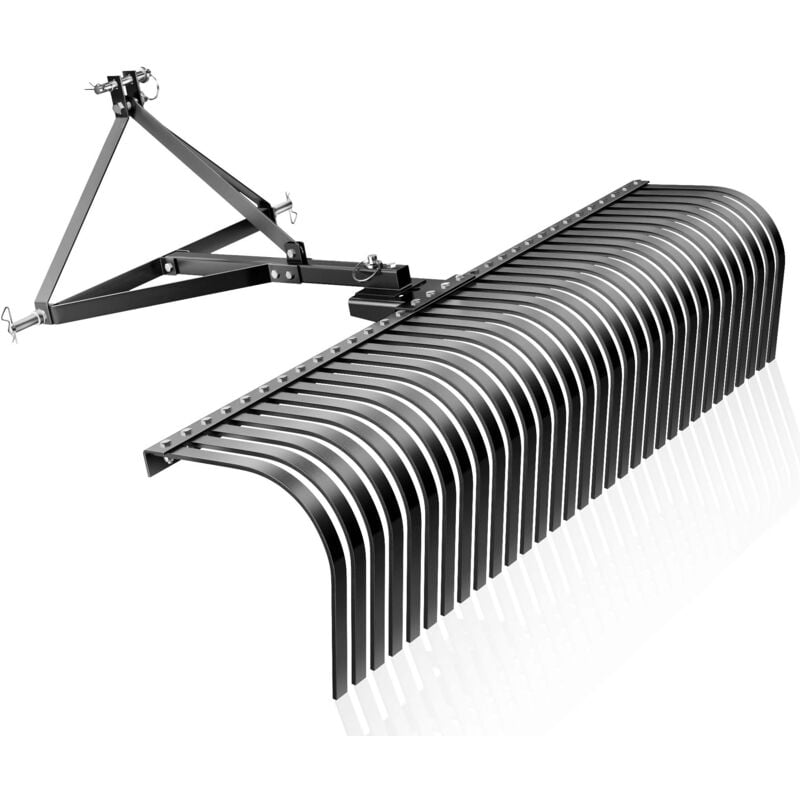 foto del prodotto wiltec rastrello per trattore compatto 60 152x48x81 cm, 32 denti, attrezzo raccogli sassi fieno