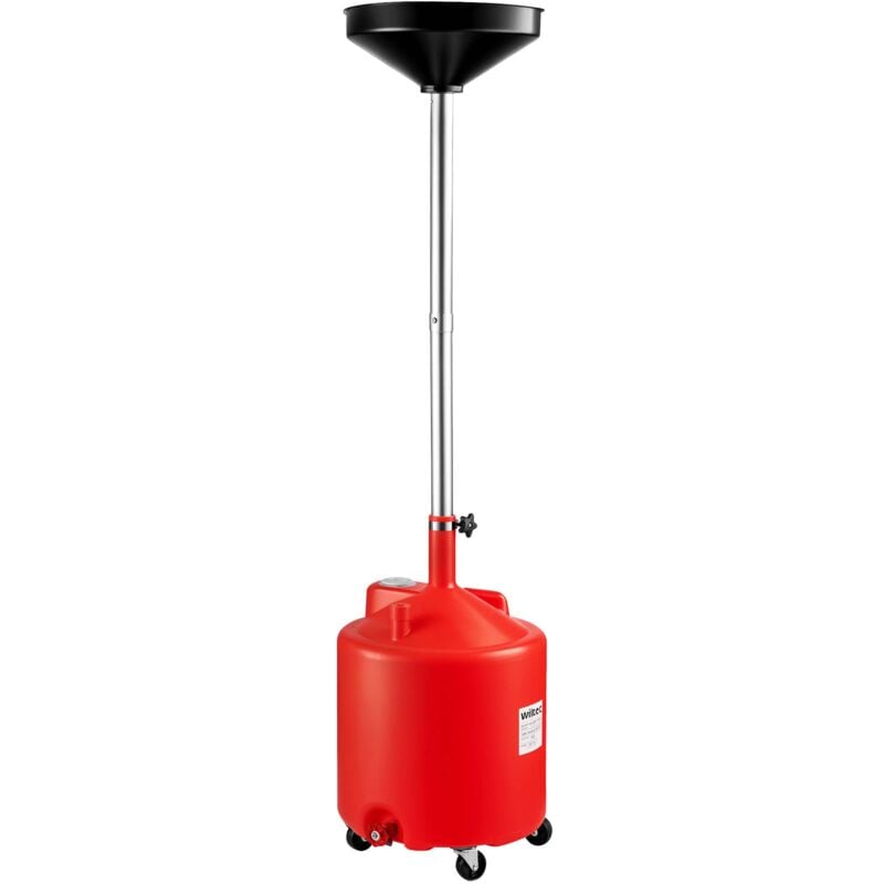 foto del prodotto wiltec recuperatore olio esausto a caduta con ruote, serbatoio 75 l, imbuto 41 cm, carrello per recupero olio auto con ruote, altezza regolabile