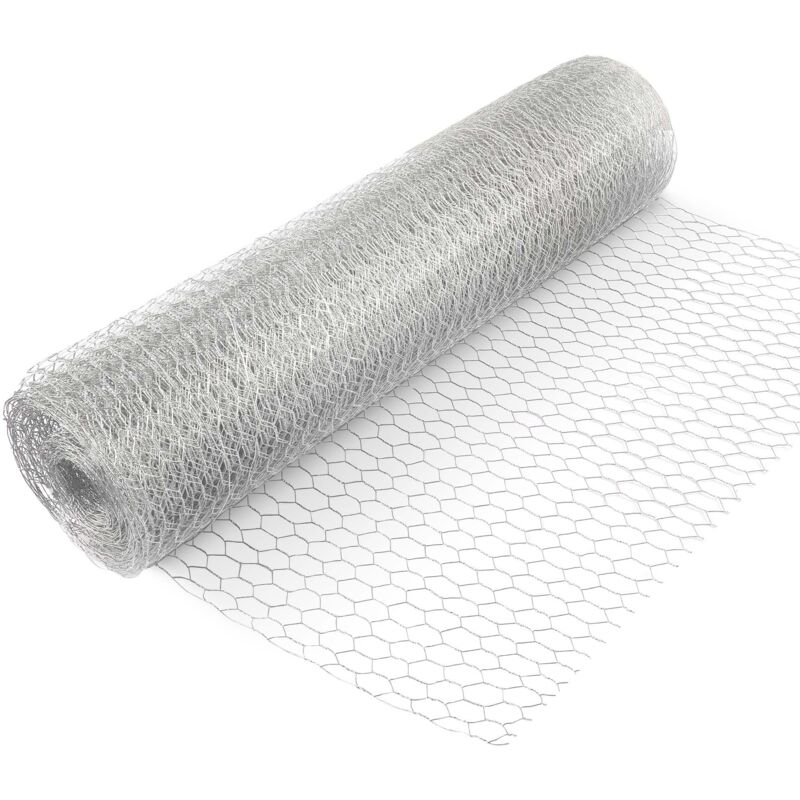 foto del prodotto wiltec rete metallica per recinzione, voliere, gabbie, rete zincata 5 x 0,5 m, maglia esagonale da 13 mm, in acciaio zincato, resistente alle
