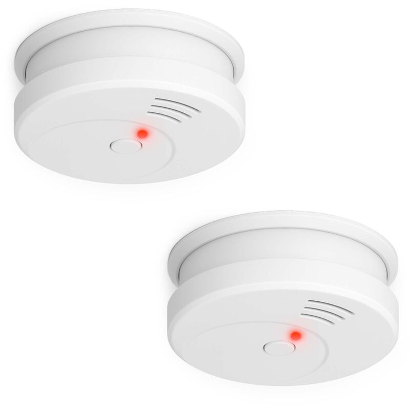 foto del prodotto wiltec rilevatore di fumo fotoelettrico con batteria 9v, 2 pz, allarme incendio 85db, senza filo, din en 14604