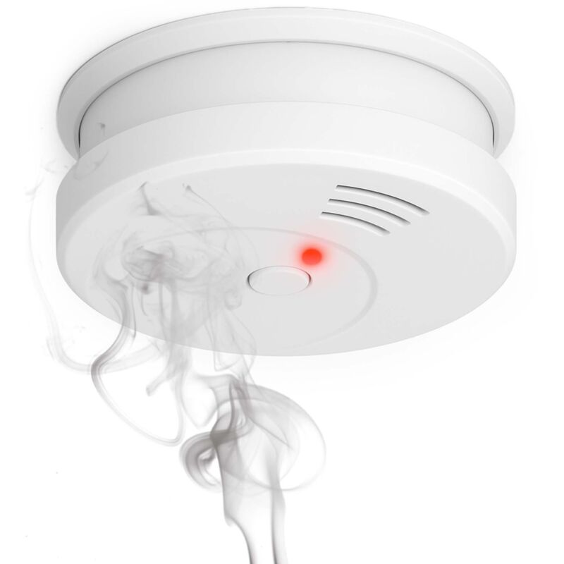 foto del prodotto wiltec rilevatore di fumo fotoelettrico con batteria 9v, allarme incendio 85db, senza filo, certificato din en 14604