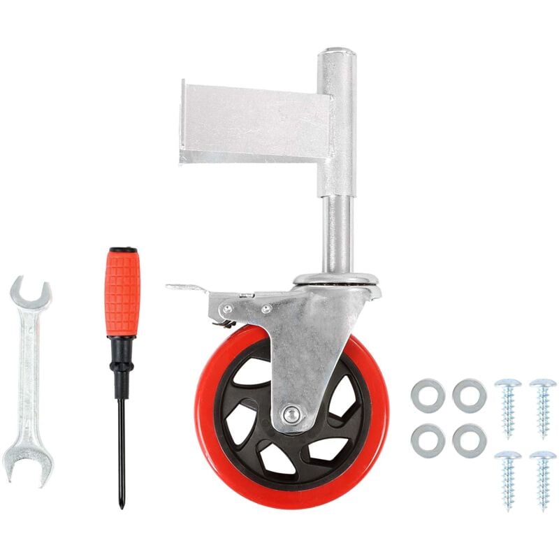 foto del prodotto wiltec ruota per cancello con freno 125 mm, portata max 150 kg, ruote per cancelli pesanti, in acciaio vernicato a polvere e plastica, per cancello