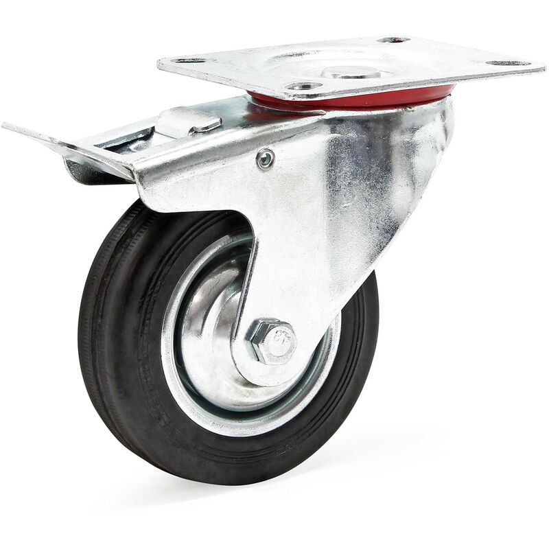 foto del prodotto wiltec ruota piroettante doppio stop max 70kg 100mm con freno e piastra di montaggio per carrelli, mobili