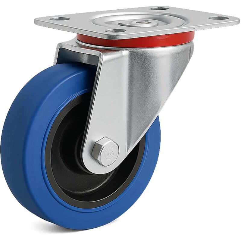 foto del prodotto wiltec ruota piroettante senza freno 100mm max 150 kg con piastra di montaggio, per carrelli, mobili