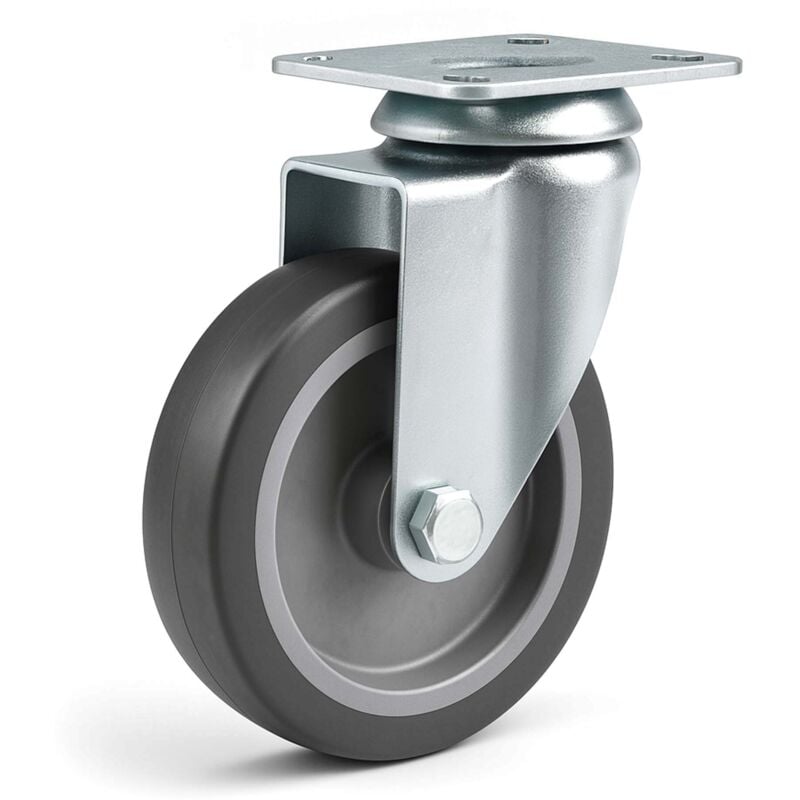 foto del prodotto wiltec ruota piroettante senza freno 100mm max 80 kg con piastra di montaggio, per carrelli, mobili