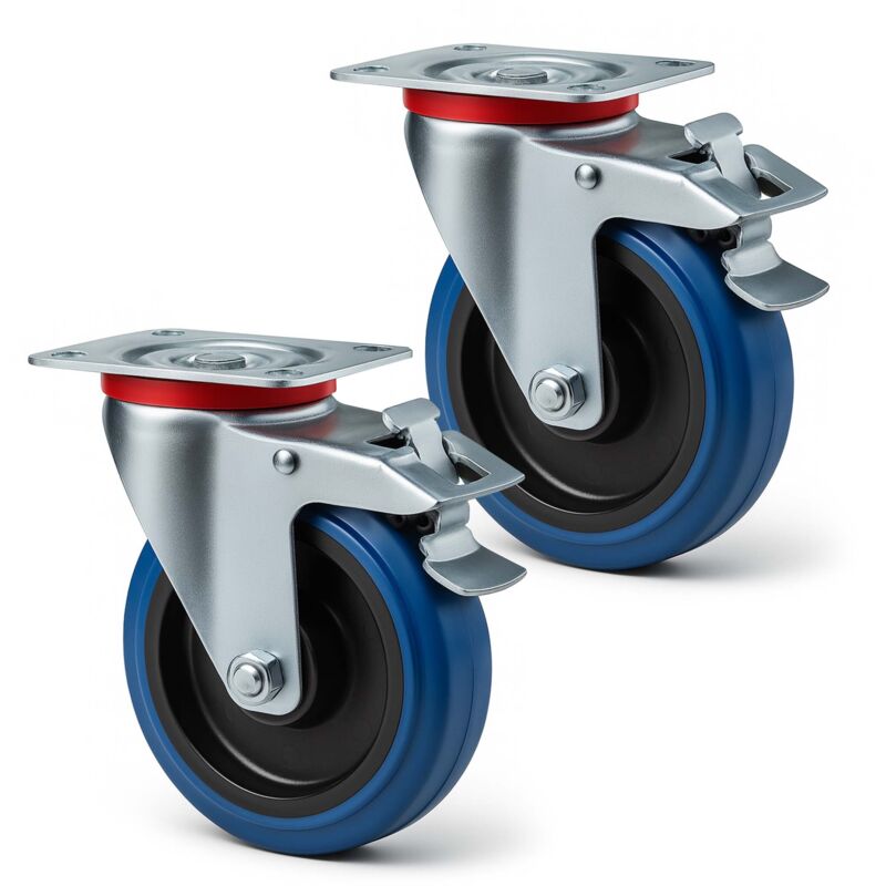 foto del prodotto wiltec set 2 ruote girevoli con freno, per trasporto, 160mm, plastica e gomma, max 300 kg a rotella