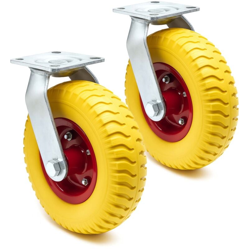foto del prodotto wiltec set 2 ruote girevoli da trasporto, antiforatura, 220x58 mm, 100 kg ruota, con piastra di montaggio