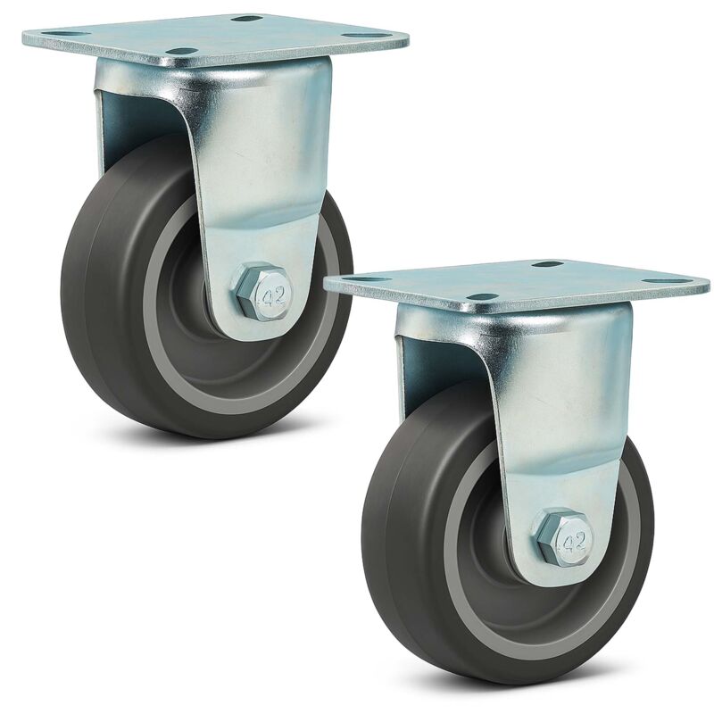 foto del prodotto wiltec set 2ruote fisse da trasporto 75 mm in plastica e gomma, piastra di montaggio 75kg ruota