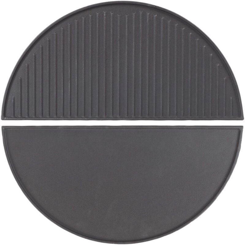 foto del prodotto wiltec set 2x piastra in ghisa rigata, forma a mezza luna, 55 x 26,5 x 1,5 cm, griglia in ghisa per barbecue, bistecchiera, ideale per grigliare