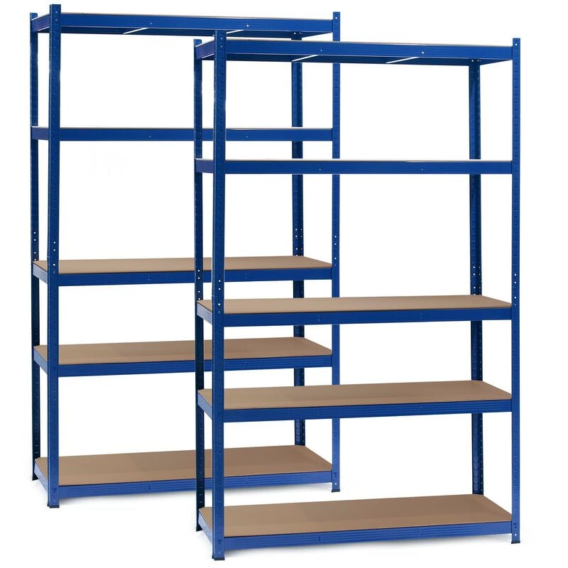 foto del prodotto wiltec set 2x scaffali a incastro per carichi pesanti blu 120x60x204cm 5 ripiani 200kg piano