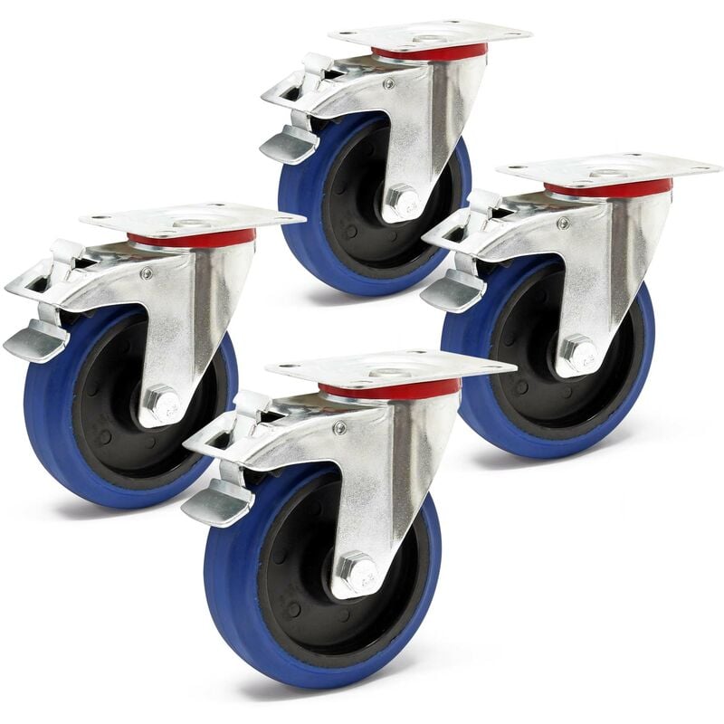 foto del prodotto wiltec set 4 ruote girevoli con freno, per trasporto, 125mm, plastica e gomma, max 200 kg a rotella