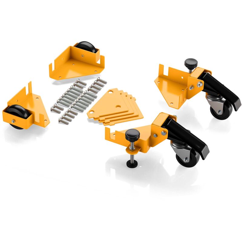 foto del prodotto wiltec set di 4x ruote per carrelli, ruote per mobili pesanti, rotelle con portata fino a 180 kg, ruote pivottanti con freno, per carichi pesanti