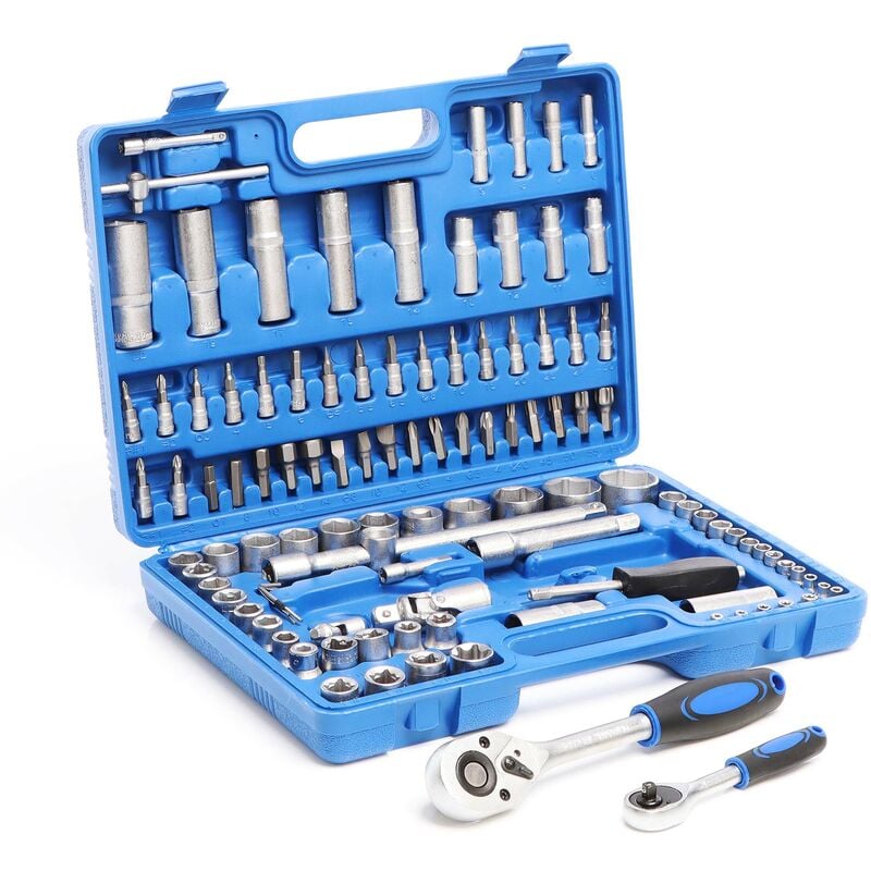 foto del prodotto wiltec set di chiavi a bussola 108 pz. chiavi a cricchetto con attacco 1 2 12,5mm e 1 4 6,3 mm 