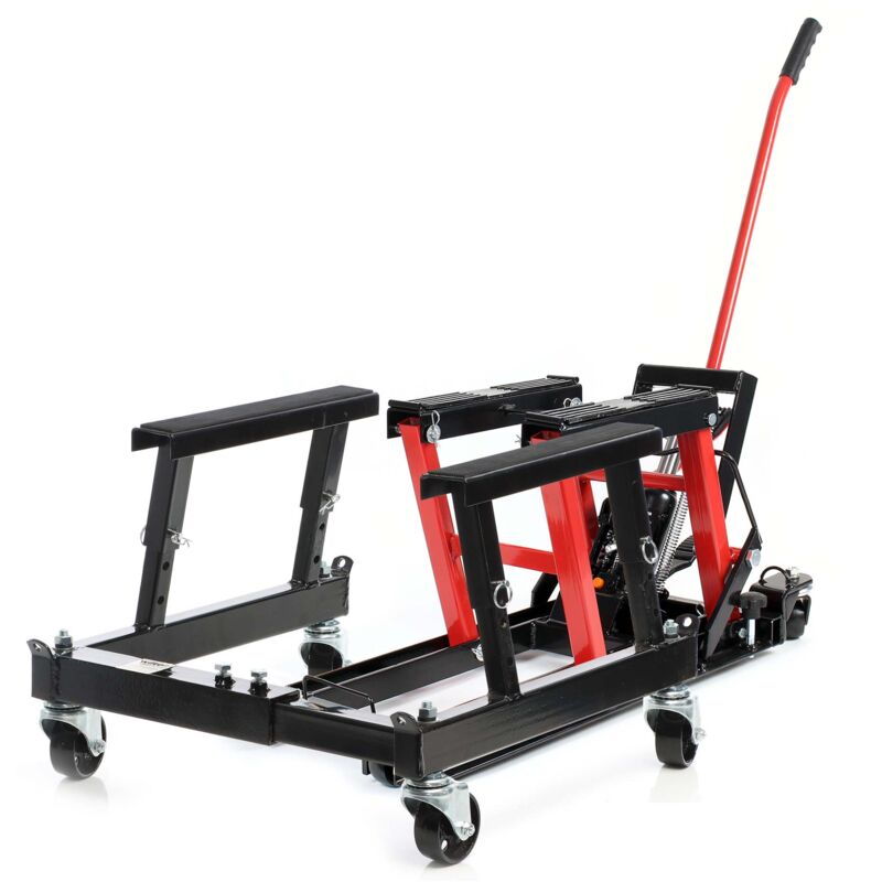 foto del prodotto wiltec set ponte sollevatore per atv, moto, quad e tosaerba cavalletto di montaggio con ruote 680 kg, sollevamento di atv e quad, officina