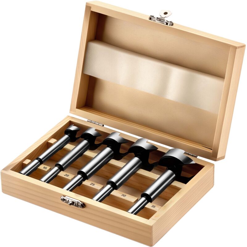 foto del prodotto wiltec set punte forstner per trapano 5 pz. acciaio al carbonio da 15 a 35 mm