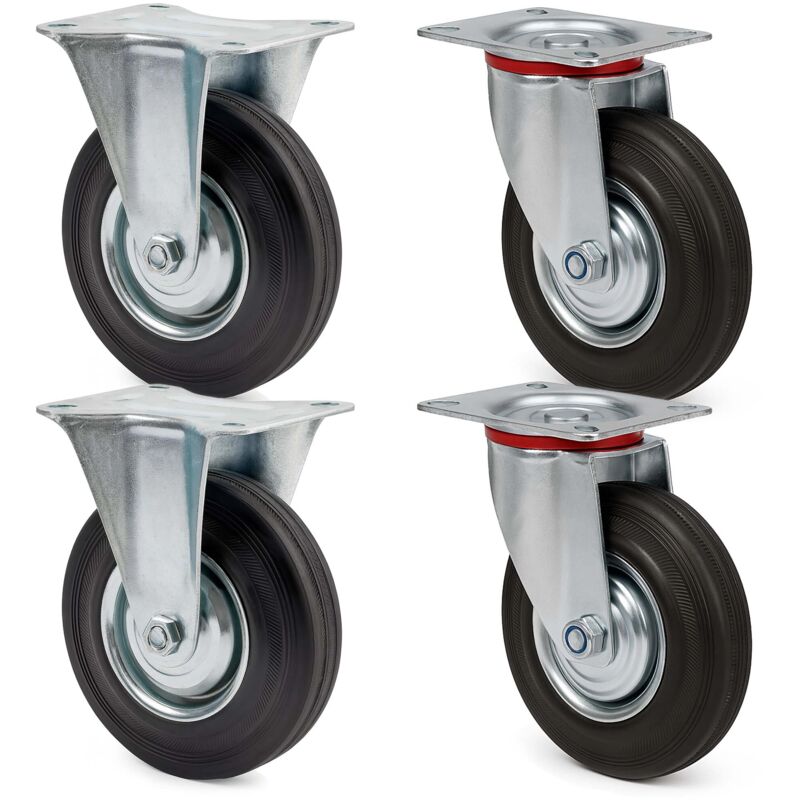 foto del prodotto wiltec set rotelle da trasporto 160 mm 2 ruote piroettanti 2 fisse, nucleo in metallo, 130 kg a ruota