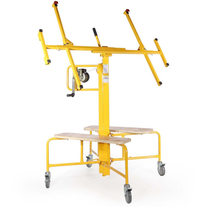 foto del prodotto wiltec sollevatore pannelli cartongesso max 75kg, altezza 145 350cm, carrello alzapannelli alzalastre