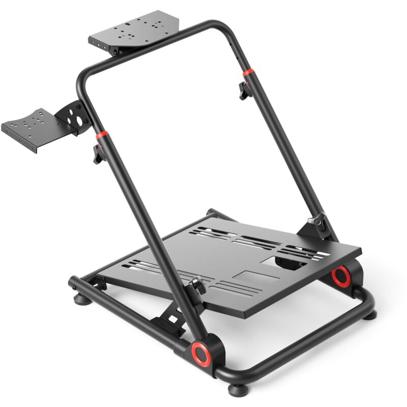 foto del prodotto wiltec supporto per volante e pedaliera, 68 x 82 x 83 cm, postazione volante richiudibile per sim racing, fissaggi per volante, leva del cambio e