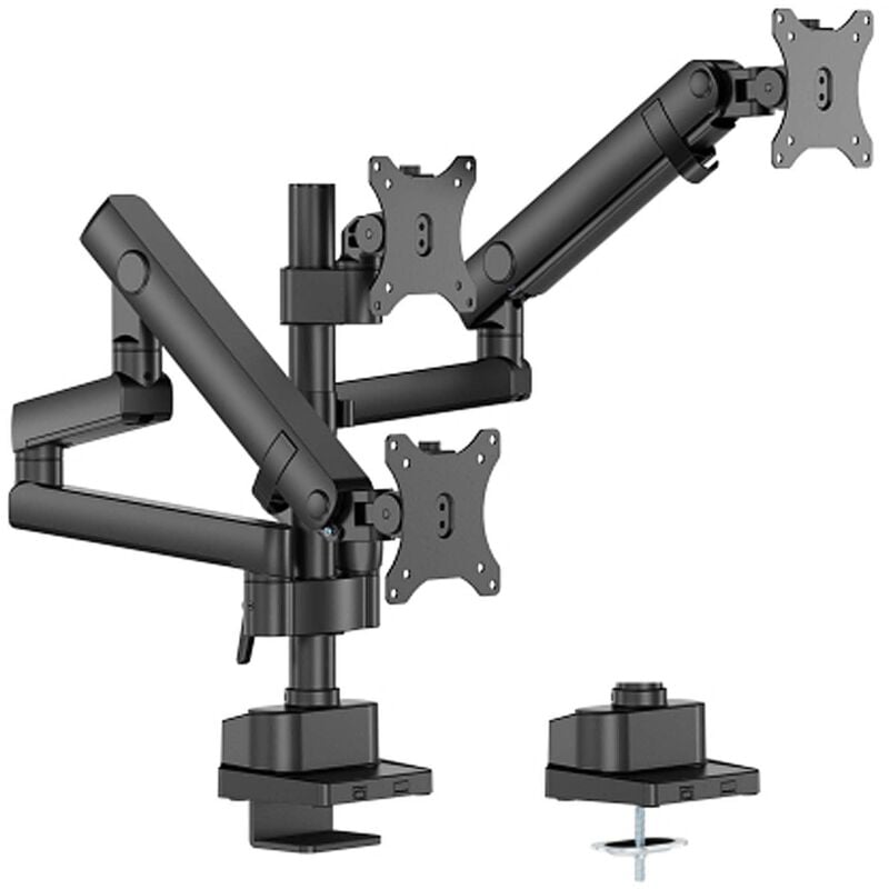 foto del prodotto wiltec supporto triplo per monitor, bracci per schremi da 17 27 con piastre vesa girevoli 360 , max 10 kg