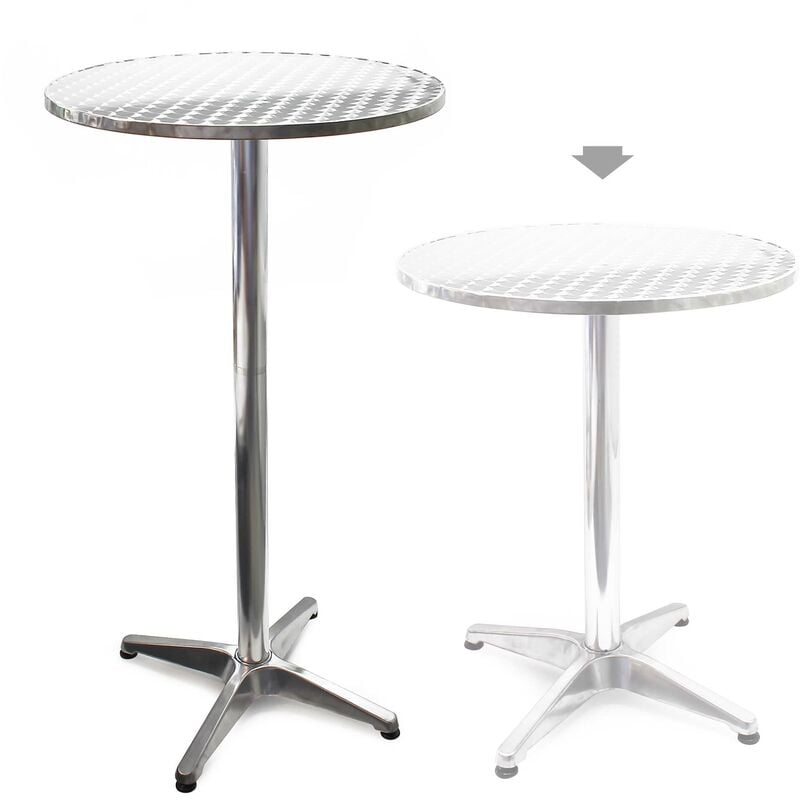 foto del prodotto wiltec tavolo alto da bar rotondo alluminio altezza regolabile 70 110 cm 60 cm