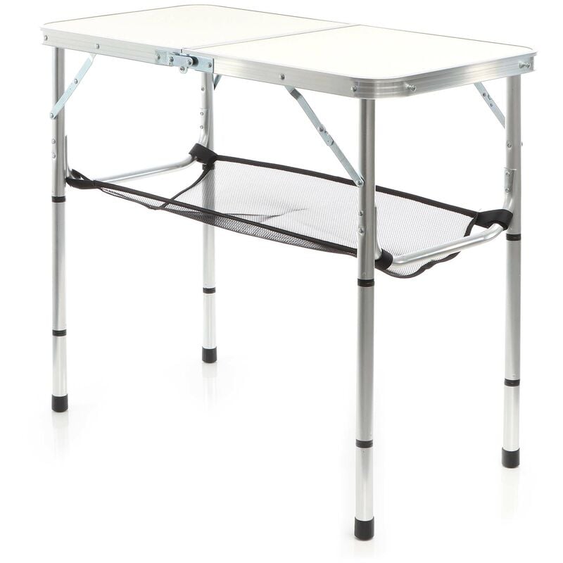 foto del prodotto wiltec tavolo da campeggio portatile in alluminio 80x40cm regolabile in altezza 70 56 44 33cm bianco