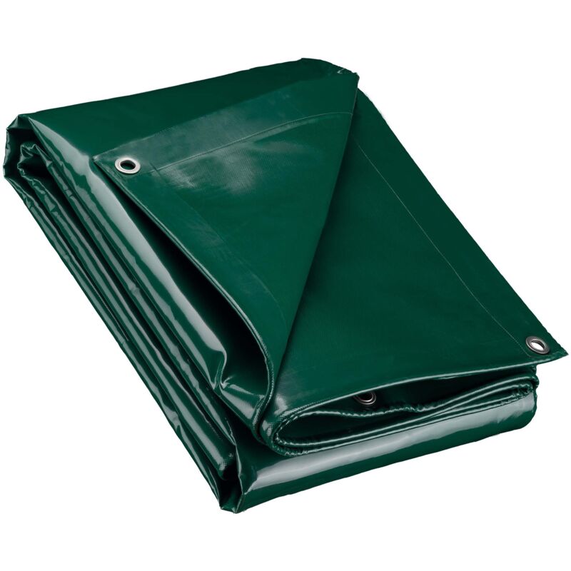 foto del prodotto wiltec telone occhiellato verde 4 x 5 m resistente alle intemperie e a raggi uv, impermeabile, robusto telo di protezione in poliestere 650 g m con