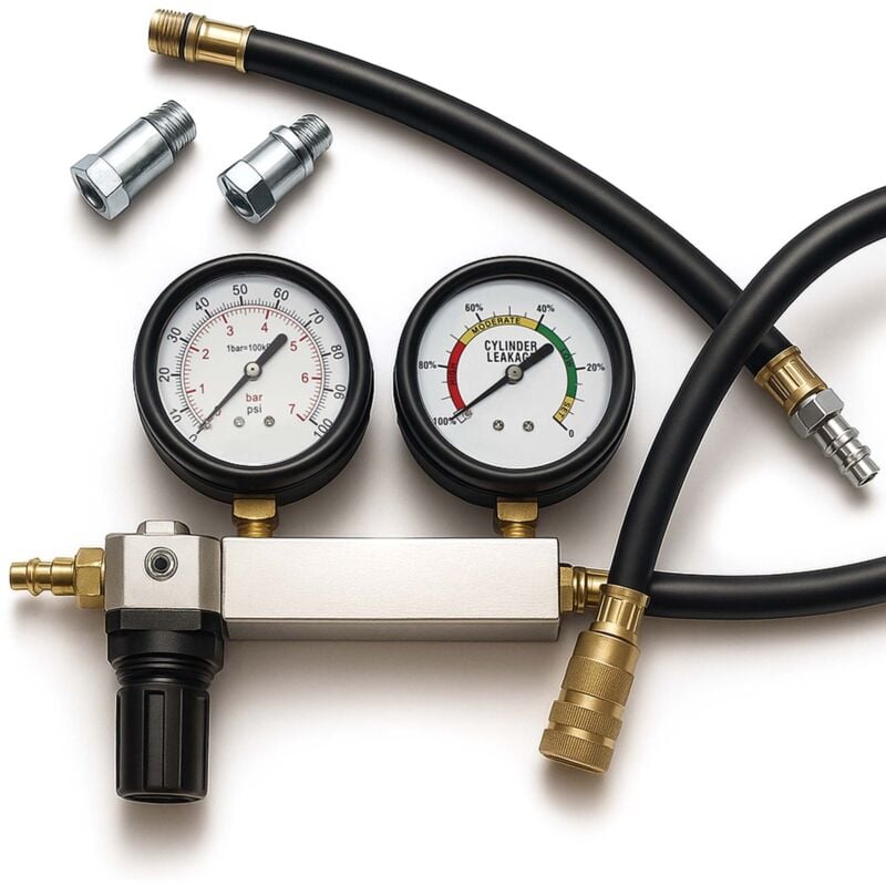 foto del prodotto wiltec - tester compressione motori a benzina, con adattatori, set per test di perdita del cilindro