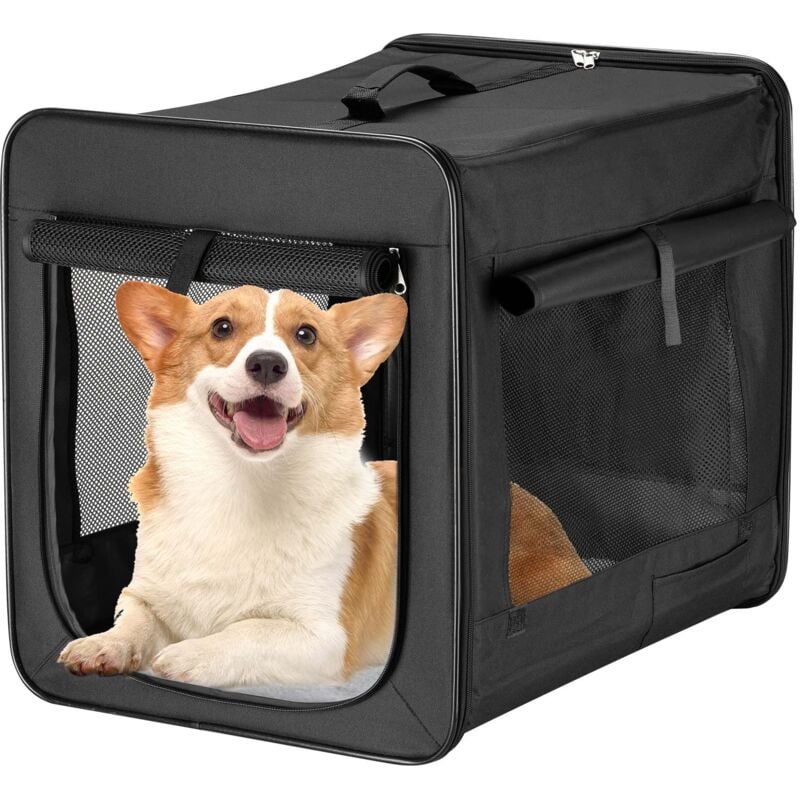 foto del prodotto wiltec trasportino pieghevole nero per animali domestici, taglia m (58x46x53 cm), con cuscino