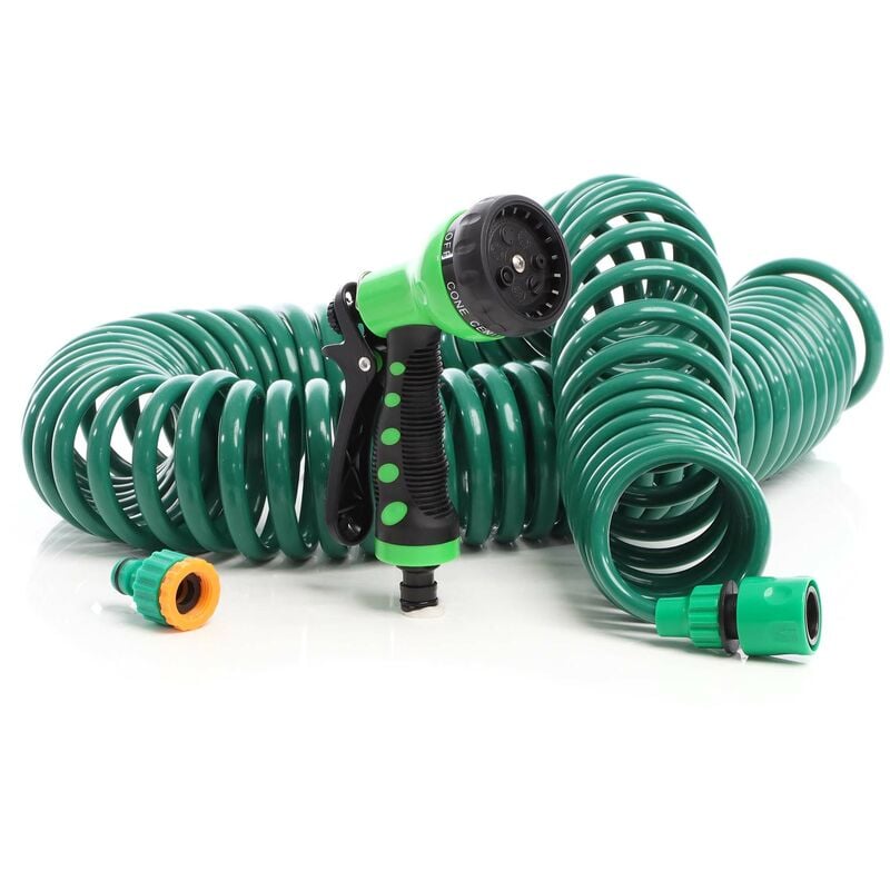 foto del prodotto wiltec tubo a spirale da giardino e terrazzo 15 m, 7 modalit di getto, per irrigazione piante e fiori