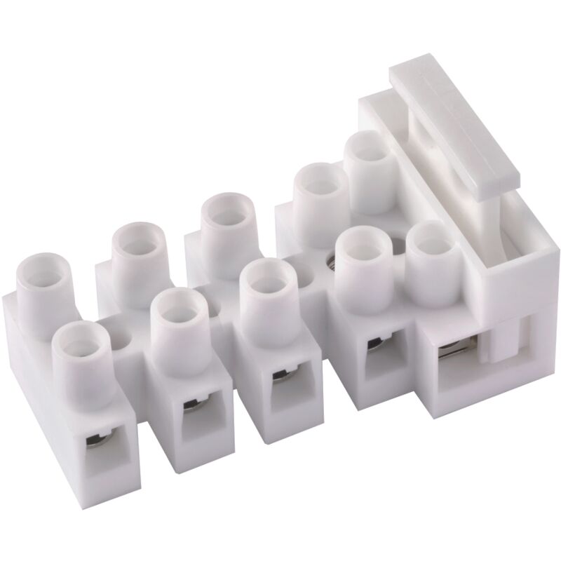 foto del prodotto wimex morsettiera mammut, con portafusibile 5x20mm, 2,5mm , 5 poli, 300v 6,3a, bianco 6030182