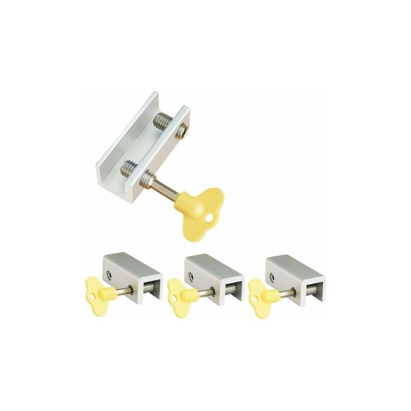 foto del prodotto window locks , 4 pack aluminum sliding window locks, adjustable frame security lock for sliding door with keys