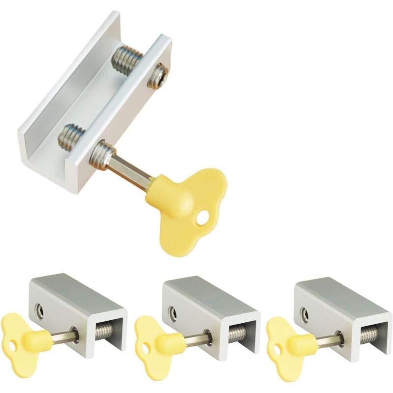 foto del prodotto window locks, 4 pack aluminum sliding window locks, adjustable frame security lock for sliding door with keys