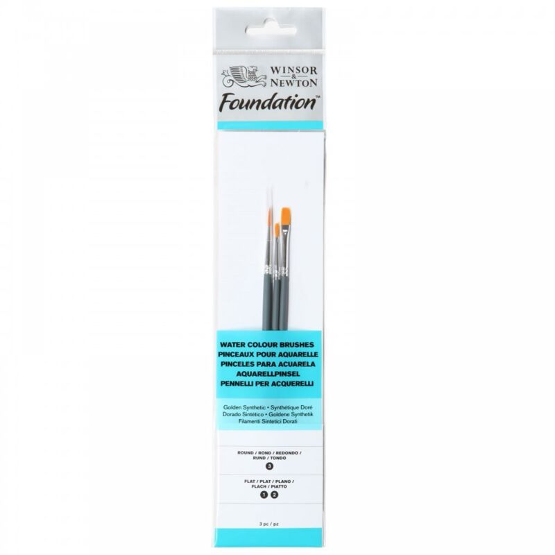 foto del prodotto winsor newton winsor newton foundation 3 pennelli acquarello round 3 flat 1,2