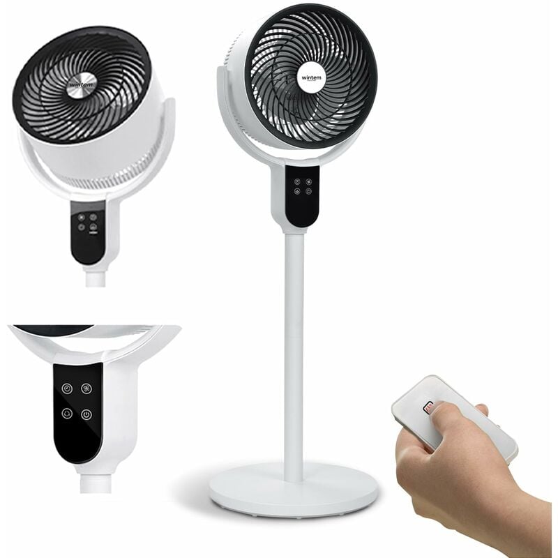 foto del prodotto wintem snag ventilatore a piantana silenzioso con telecomando display digitale touch, timer 12 ore, potente motore 50w, pale aerodinamiche,