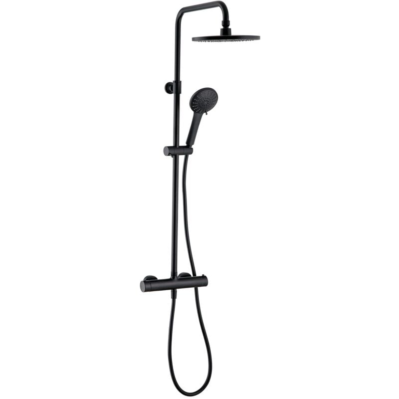 foto del prodotto wirquin 60722893 colonna doccia con miscelatore termostatico black roma comfort a 5 getti, nero