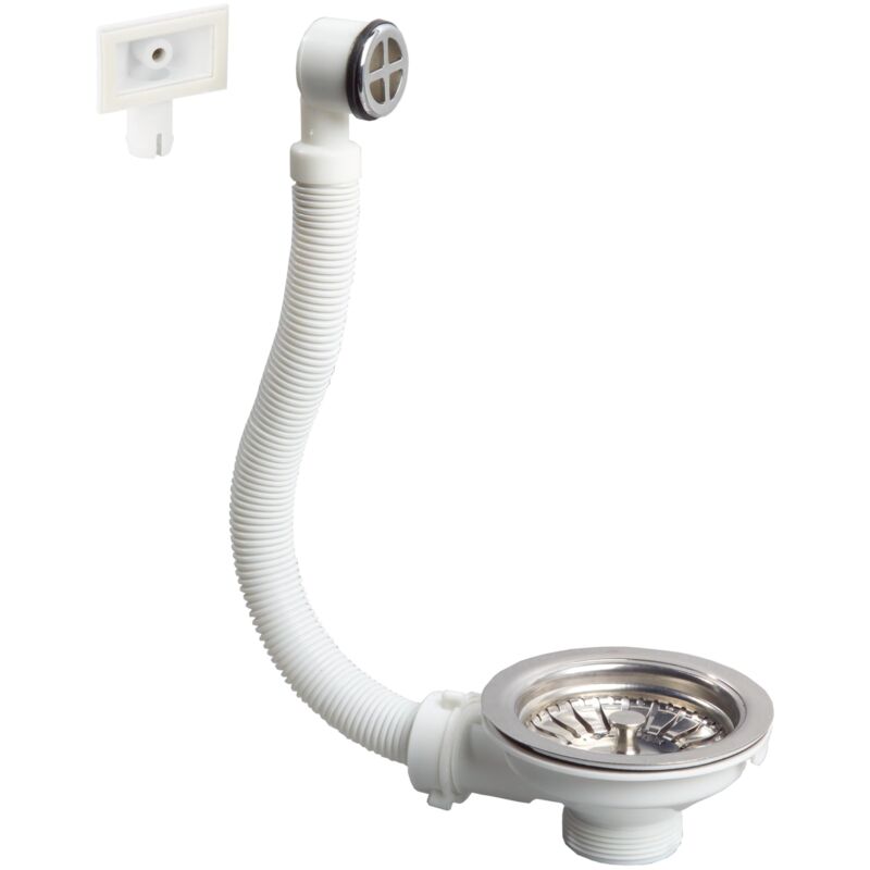 foto del prodotto wirquin pro wirquin 30723117 piletta per lavello 90 1 vasca, plastica e metallo, con troppopieno esterno, cromato