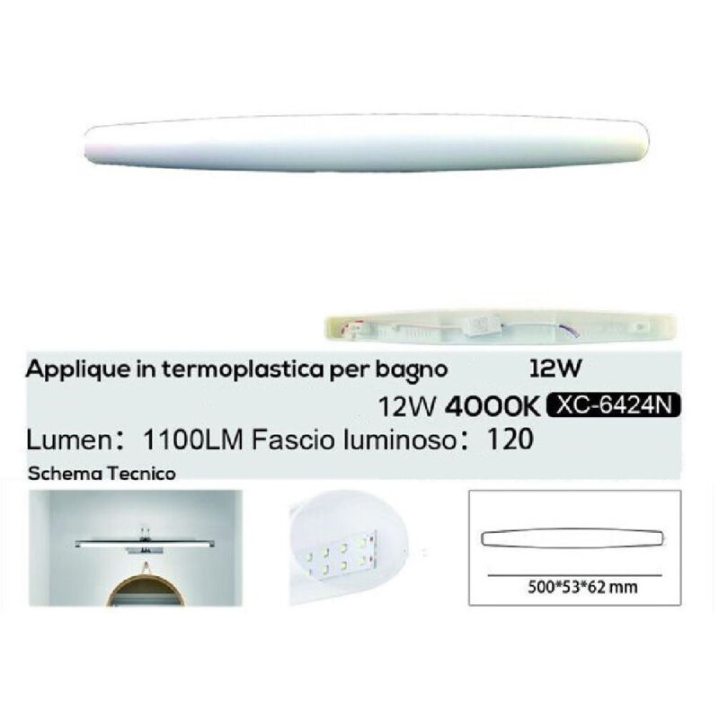 foto del prodotto wisdom - applique led 12 watt ip20 per specchio bagno luce calda naturale fredda xc-6424 - -bianco naturale -
