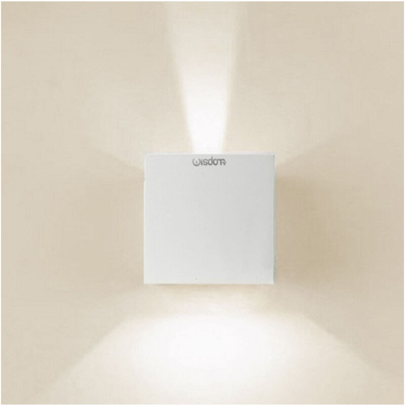 foto del prodotto wisdom applique led cubo lampada da parete wisdom 6w 810lm luce regolabile updown ip65 bianco naturale 