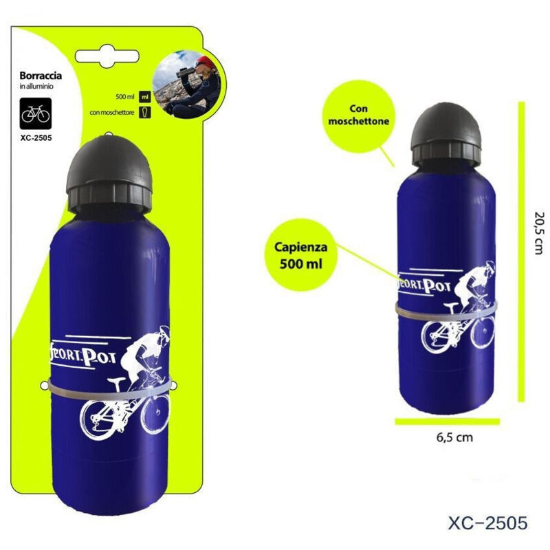 foto del prodotto wisdom borraccia in alluminio con beccuccio retraibile tappo antipolvere 500 ml xc 2505 