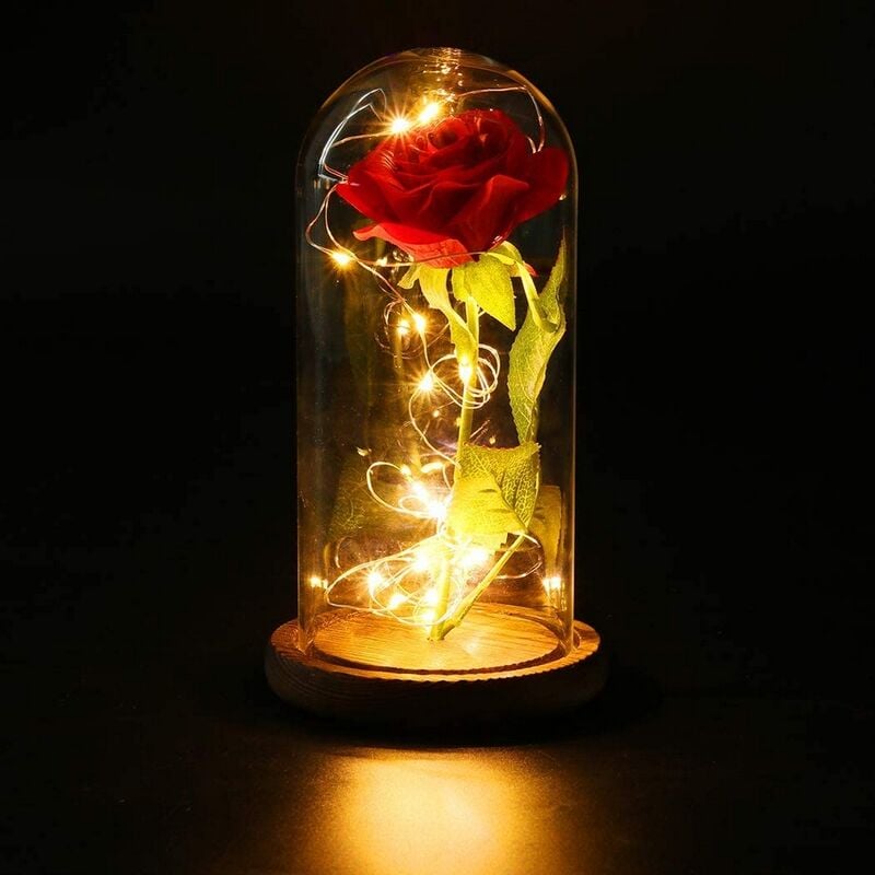 foto del prodotto wisdom campana decorativa rosa eterna illuminata da microled bianco caldo a batteria