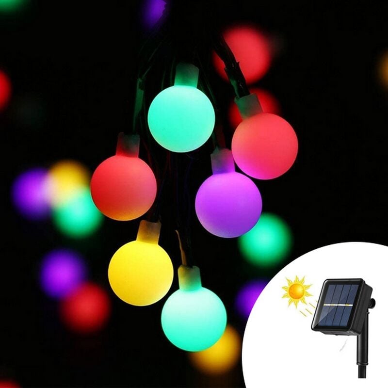 foto del prodotto wisdom catena decorata con 50 sfere a led multicolore 5 metri con pannello solare